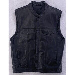 TA Truck Service Leather Vest Mens Large Black Embossed Michelin Goodyear Tire